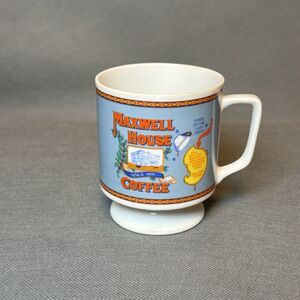 Vintage Maxwell House Coffee Cup Pedestal Footed Mug Cup 8 oz Retro 1970s